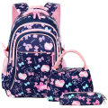 Children's day pack Set Custom Waterproof Girls Butterfly Printing Bookbags with Lunch Bag and Pencil Case